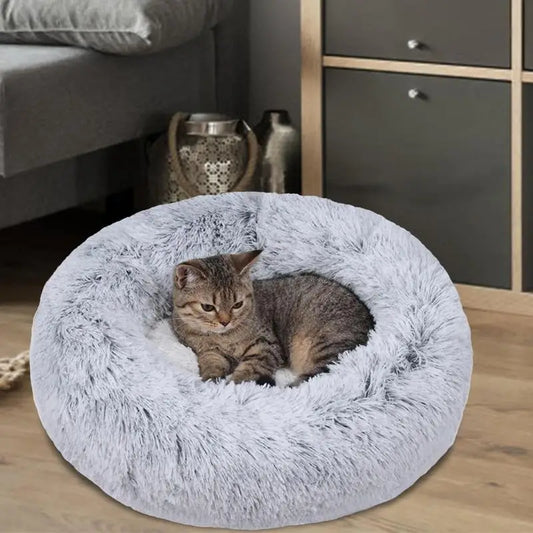 Cuddler for Small Medium Pets For Dogs Cats Round Donut Pet Bed 40cm 50cm 60cm Fluffy Soft Dog Cat Bed Anti-anxiety