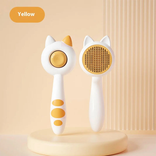 Self Cleaning Cat Dog Brush Stainless Steel Teeth Deshedding Tool Ergonomic Handle Grooming Comb for Long Short Hair Pets