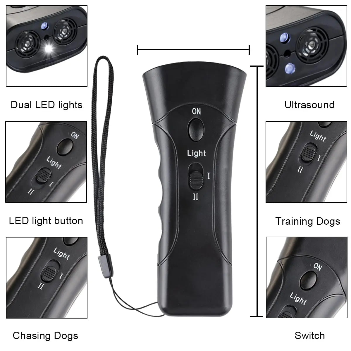 Ultrasonic Dog Barking Deterrent Trainer with LED Light Stop Bark Control Device for Pets Training