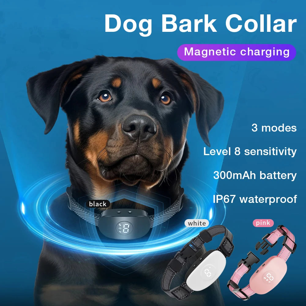 Anti Barking Dog Collar Rechargeable Bark Stopper Automatic Dog Bark Collar Electric Dog Shock Collar Waterproof Training Collar