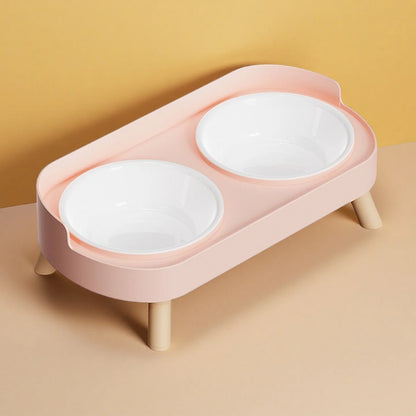 Dopamine Colorful Elevated Pet Feeder: Dual Stainless Steel Bowls with Neck Support - Fashion Food & Water Station for Pets