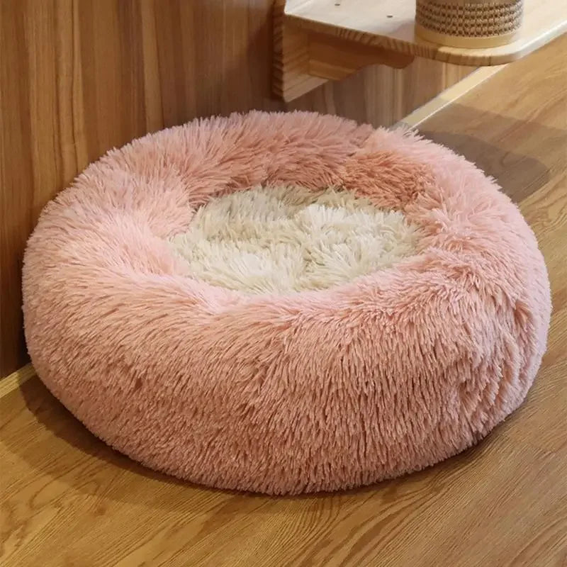 Cuddler for Small Medium Pets For Dogs Cats Round Donut Pet Bed 40cm 50cm 60cm Fluffy Soft Dog Cat Bed Anti-anxiety
