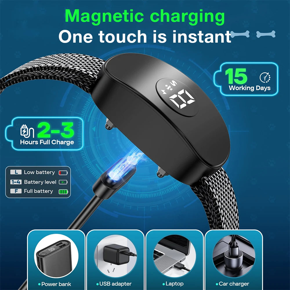 Anti Barking Dog Collar Rechargeable Bark Stopper Automatic Dog Bark Collar Electric Dog Shock Collar Waterproof Training Collar