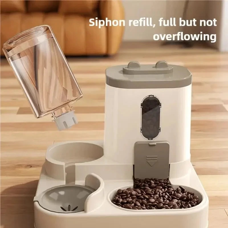 Automatic Dog Cat Feeder and Water Dispenser Gravity Food Feeder and Waterer Set with Pet Food Bowl Universal Pet Products