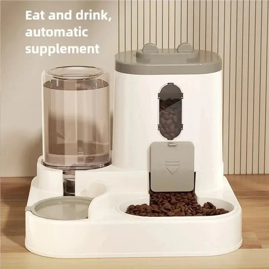 Automatic Dog Cat Feeder and Water Dispenser Gravity Food Feeder and Waterer Set with Pet Food Bowl Universal Pet Products