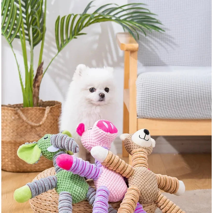 Indestructible Large Dog Sound Squeaky Toys Animals Shape Pet Soft Plush Chew Molar Training Toy Puppy Bite Teeth Dental Toys