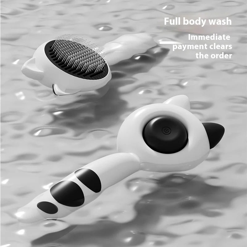Self Cleaning Cat Dog Brush Stainless Steel Teeth Deshedding Tool Ergonomic Handle Grooming Comb for Long Short Hair Pets
