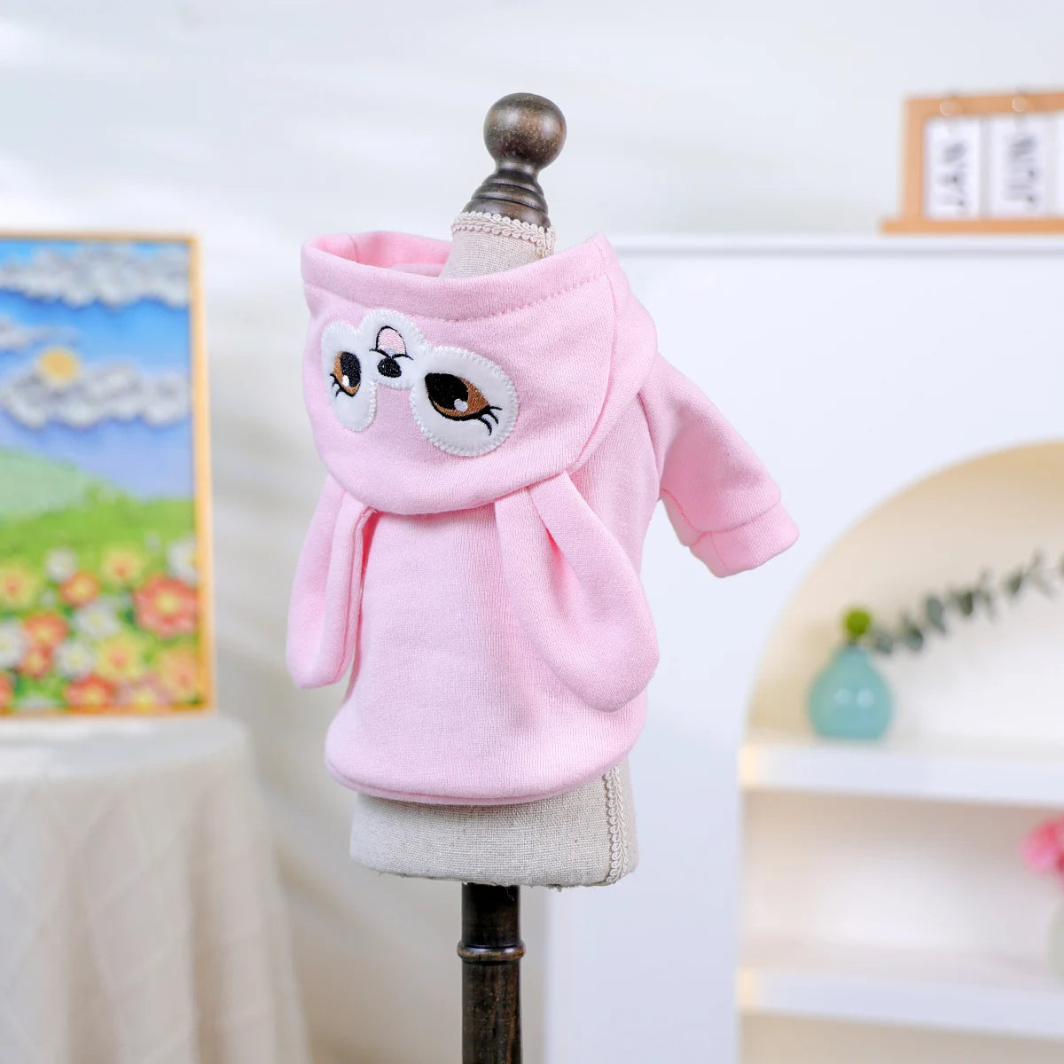 Pet Pink Rabbit Sweater, Cat and Dog Wear Spring and Autumn Comfortable Puppy Clothes, Happy Dog Autumn and Winter Warm Hoodie