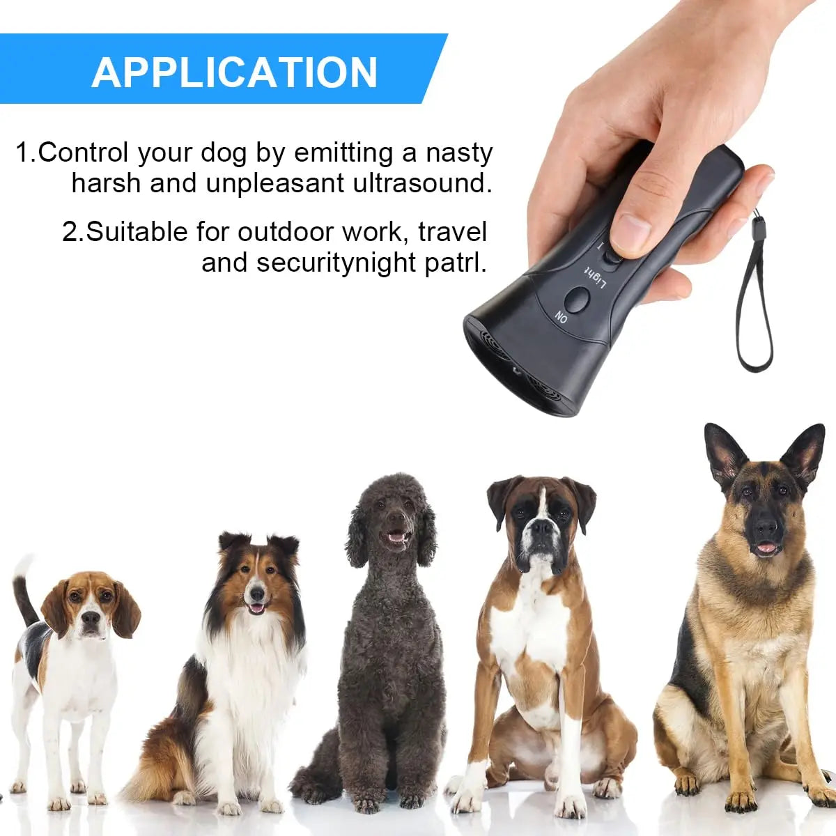 Ultrasonic Dog Barking Deterrent Trainer with LED Light Stop Bark Control Device for Pets Training