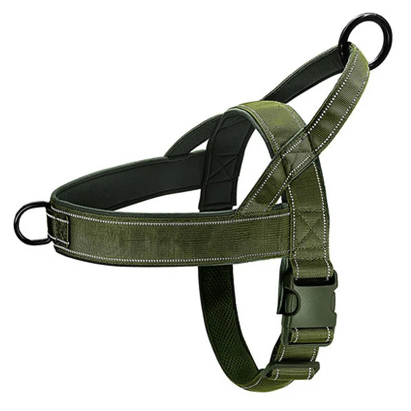 Tactical Anti-Pull Dog Harness - 1000D Nylon Adjustable for Large Dogs, Outdoor Training Vest with Handle & Reflective