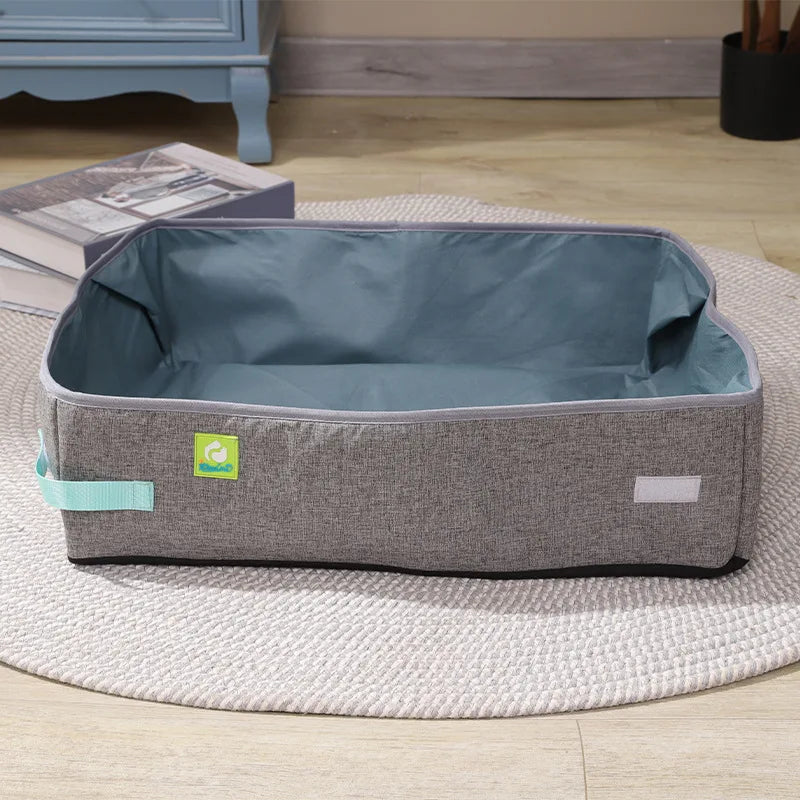 Semi Enclosed Cat Litter Box, Foldable, Portable, Waterproof, Oxford Cloth, Open Cat Toilet  Cat Litter Box Pet Supplies & Pet