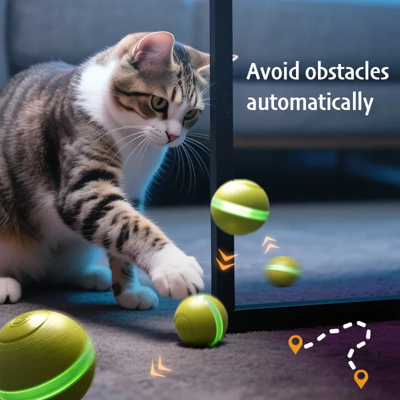 Silent Electric Smart Ball Cat Toys Automatic Rolling Interactive Ball USB LED Light Pet Toy Dog Cat Teaser Training 1～2pcs
