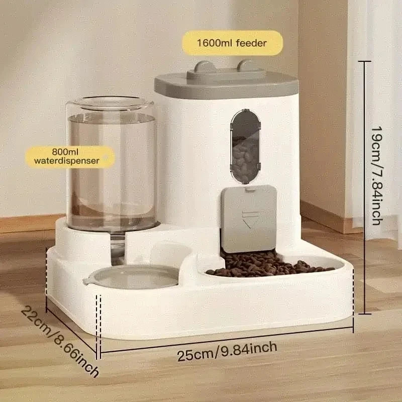 Automatic Dog Cat Feeder and Water Dispenser Gravity Food Feeder and Waterer Set with Pet Food Bowl Universal Pet Products