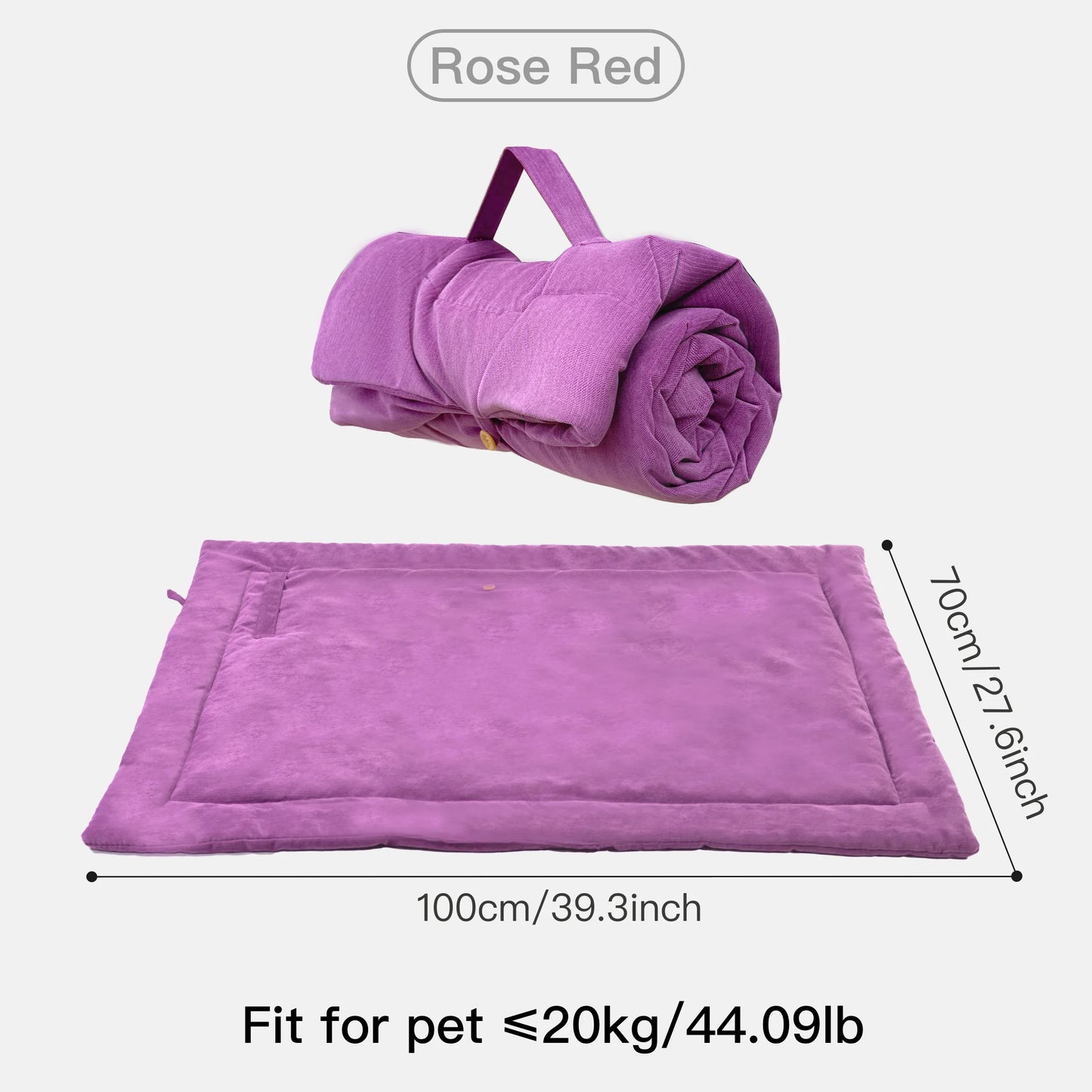 Outdoor  Portable Dog Mat, Roll-Up Washable Pet Bed for Travel, Large Foldable Mat for Dogs & Cats